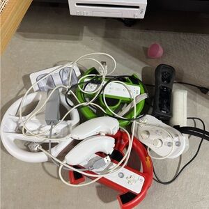 Nintendo Wii console Gaming Controllers Bundle - White, Green, Red